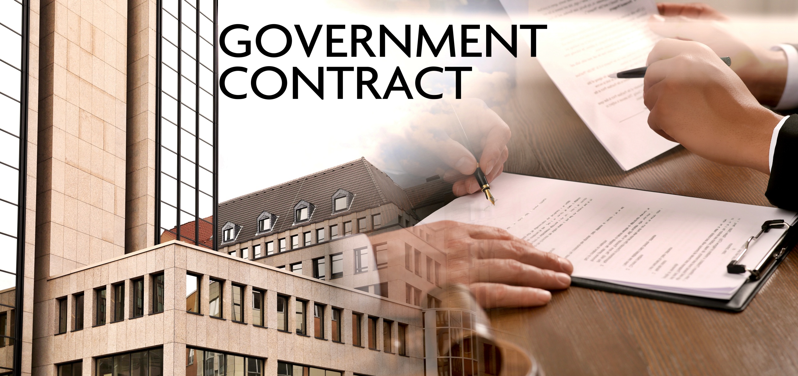 Two men reviewing a government contract.