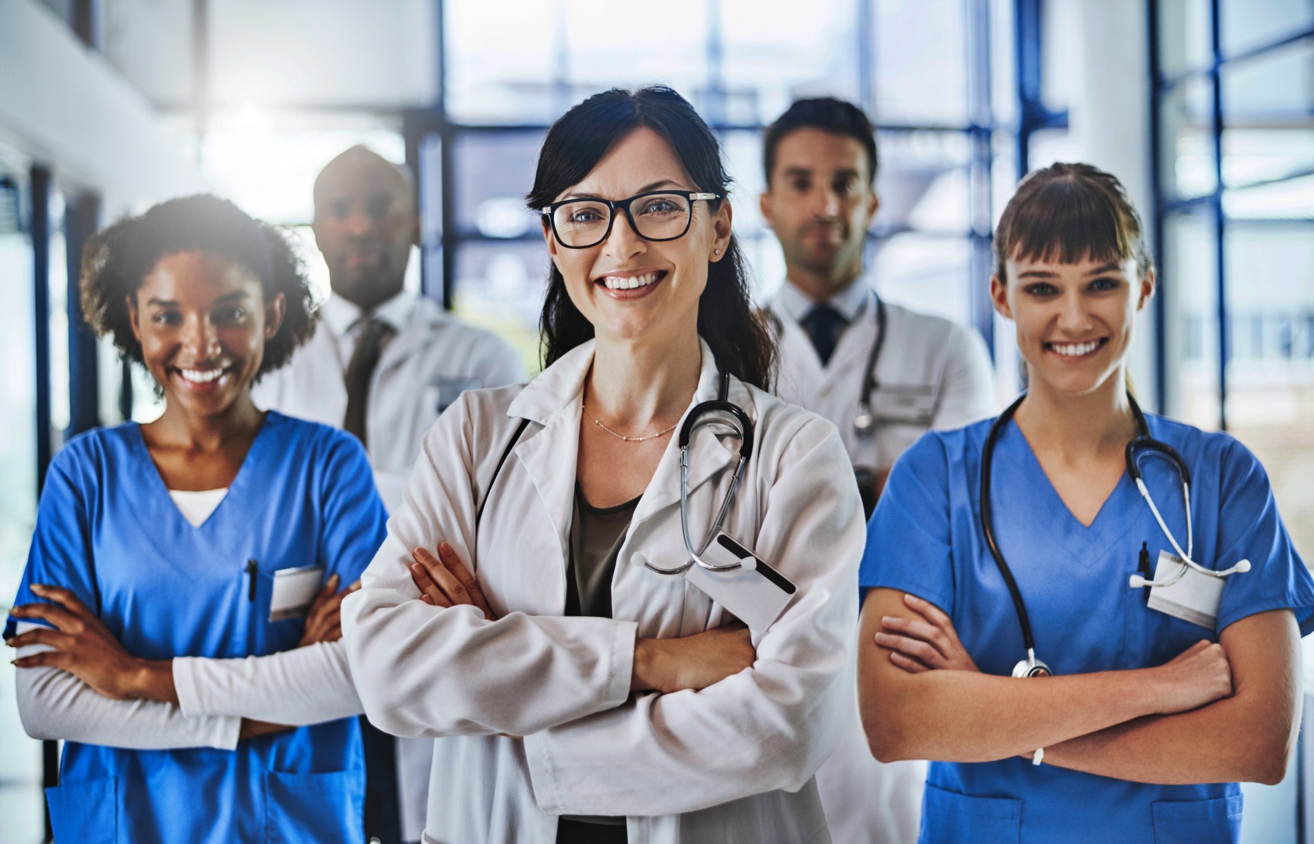 Medical team of doctors and nurses.