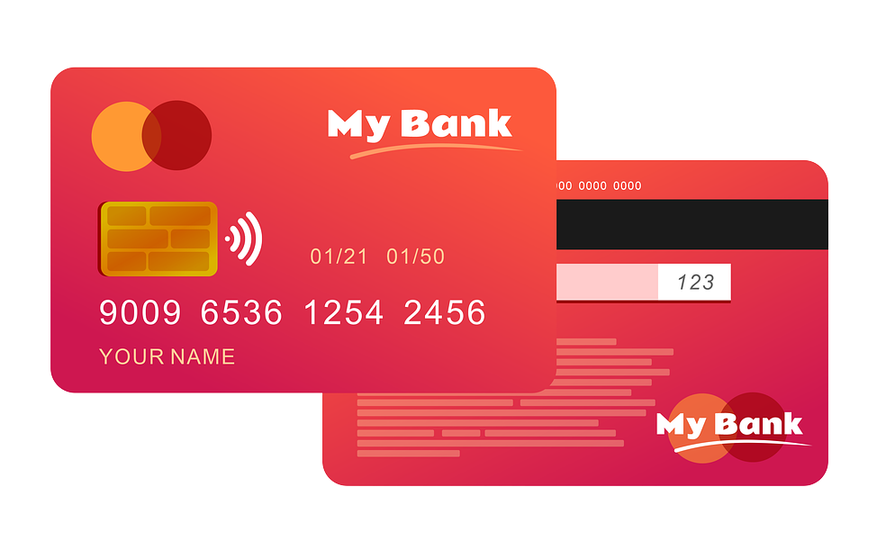 Front and back of red credit card